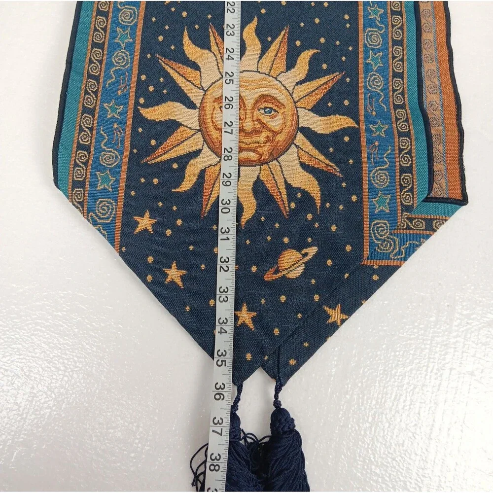 Vintage Celestial Table Runner Sun Moon And Stars 90s Wimsygoth Tassel